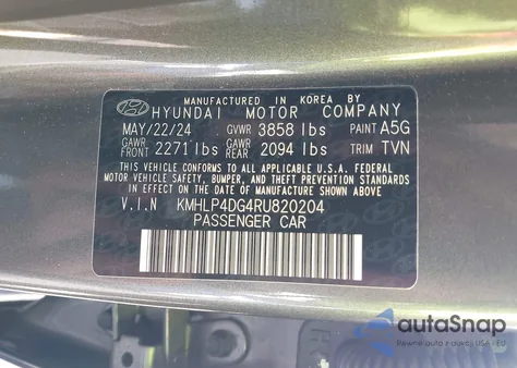 2024 Hyundai Elantra Limited from USA, damaged, VIN KMHLP4DG4RU820204